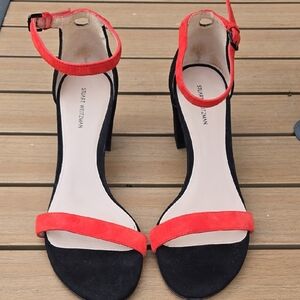 Stuart Weitzman Red and Black Heeled Sandals